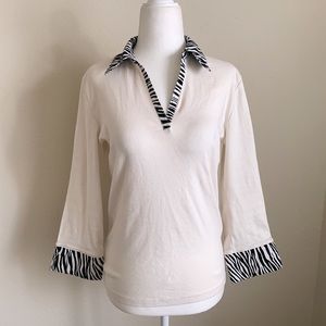 V-neck Zebra Collared Top